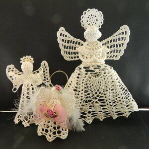 Crochet & Starched Christmas Angels 3 pieces handmade